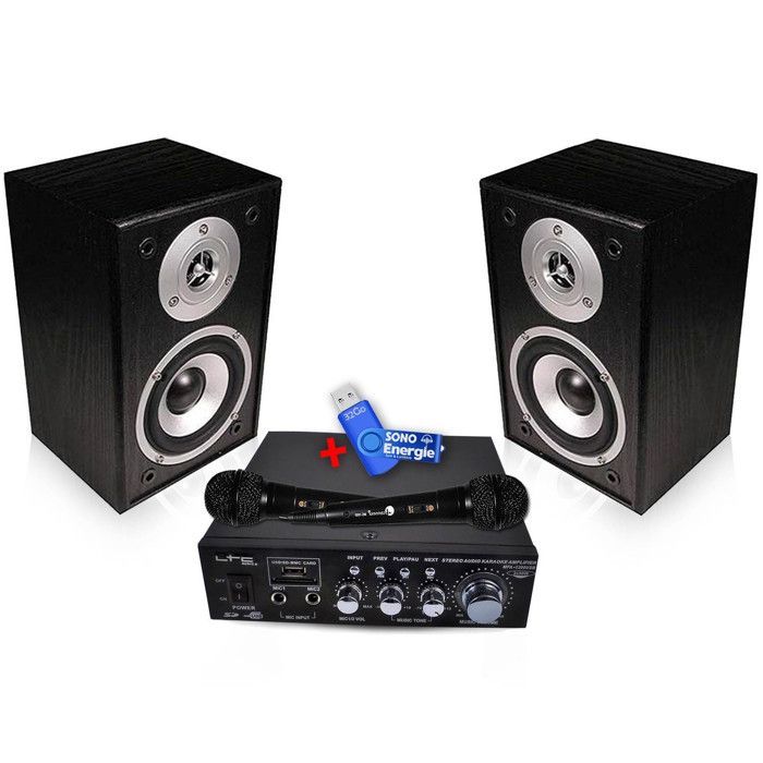 Complete Karaoke Pack HC800-BK USB/SD 100W + Speaker + 2 Microphones + 32GB USB Flash Drive