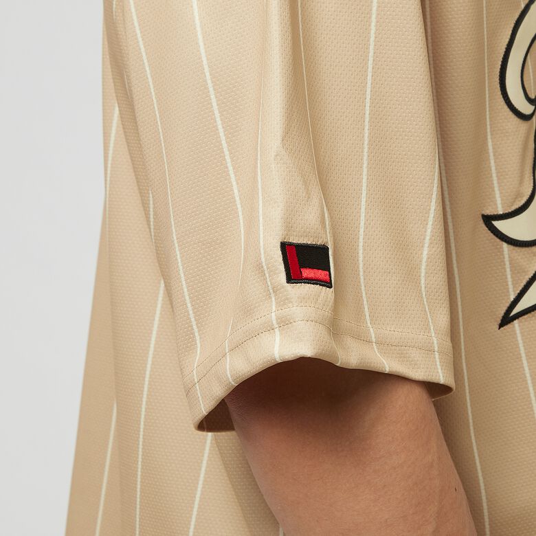 Camiseta de béisbol universitaria multicolor a rayas