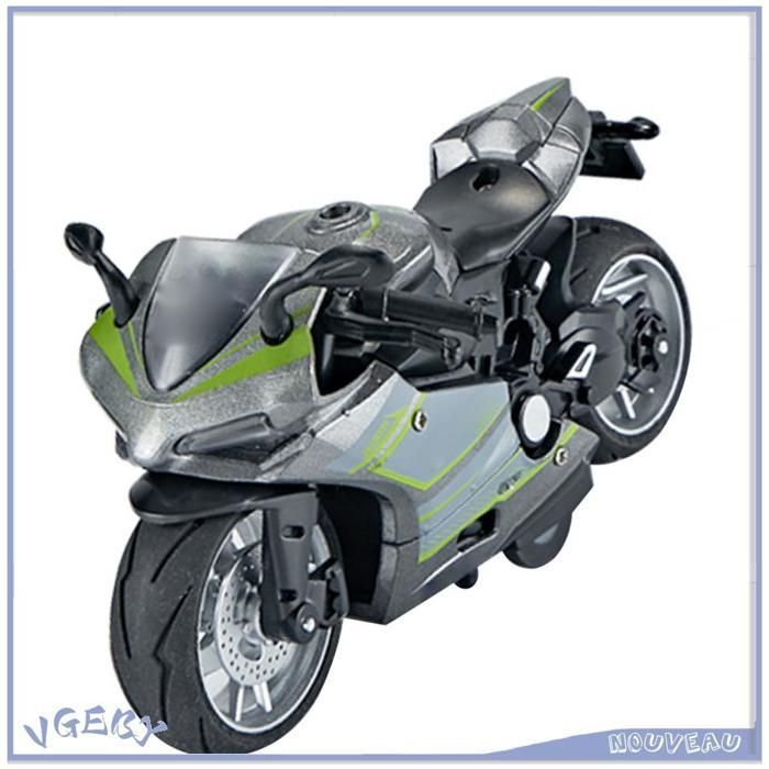 VGEBY Leksaksmotorcykelmodell, Skala 1:14 Legering Plast Dragbar Leksaksmotorcykel med Ljud och Leksaker, Röd och Silver