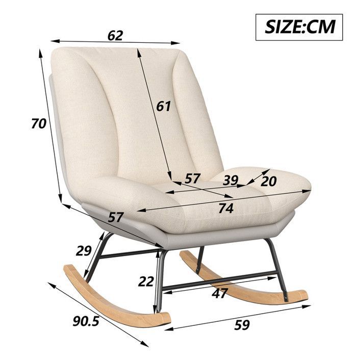 Mecedora, respaldo ajustable, silla de lactancia, mecedora de lino, patas de madera