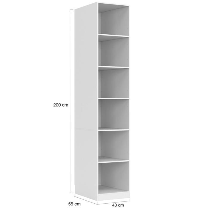 IDMARKET TAYLOR Modular Wardrobe 120 x 55 x 200 cm 2 modules with hanging rail + shelves + drawers white