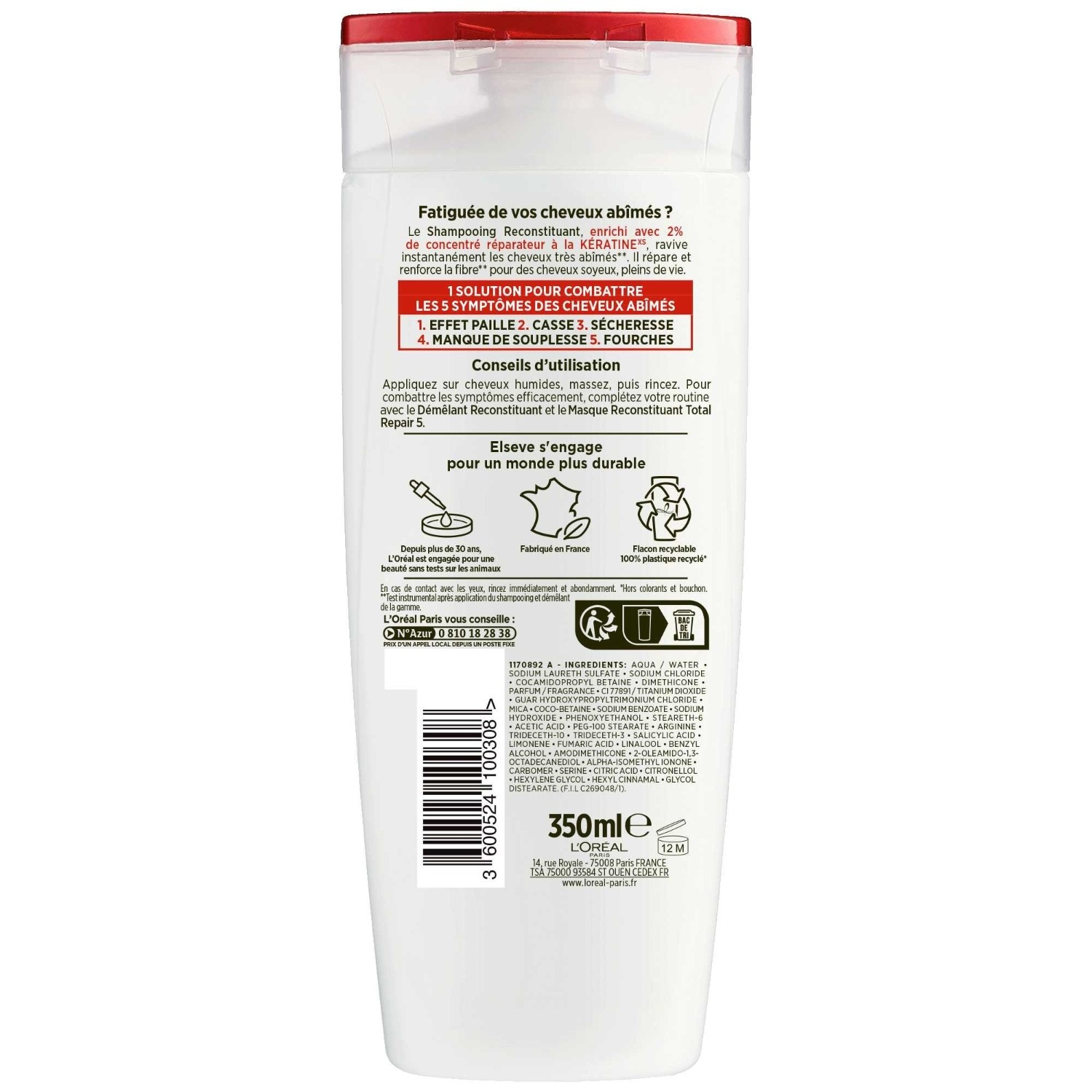 L’Oréal Paris Total Repair 5 Shampooing Cheveux Abîmés