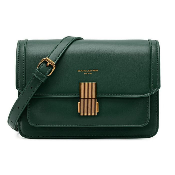 Borsa a tracolla - David Jones - Piccola borsa a tracolla da donna in ecopelle rigida - Patta con graziosa chiusura - Verde