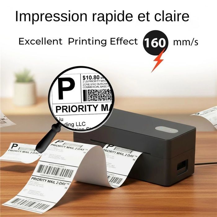 Label printer, Bluetooth/Wi-Fi thermal printer for adhesive labels (30-110mm), inkless, 160mm/s, black