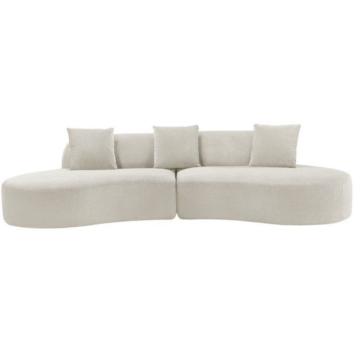 Sofá modular comprimido - 4 plazas - HARRY - Tela color crema beige - 313 x 134 x 75 cm