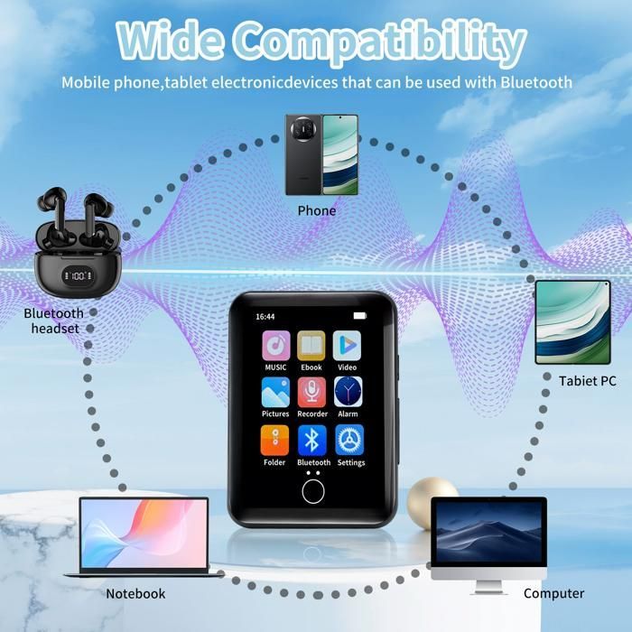 Lecteur MP3 portable en mtal version tudiante tactile Bluetooth MP4 non destructif carte denregistrement lecture MP4 Label
