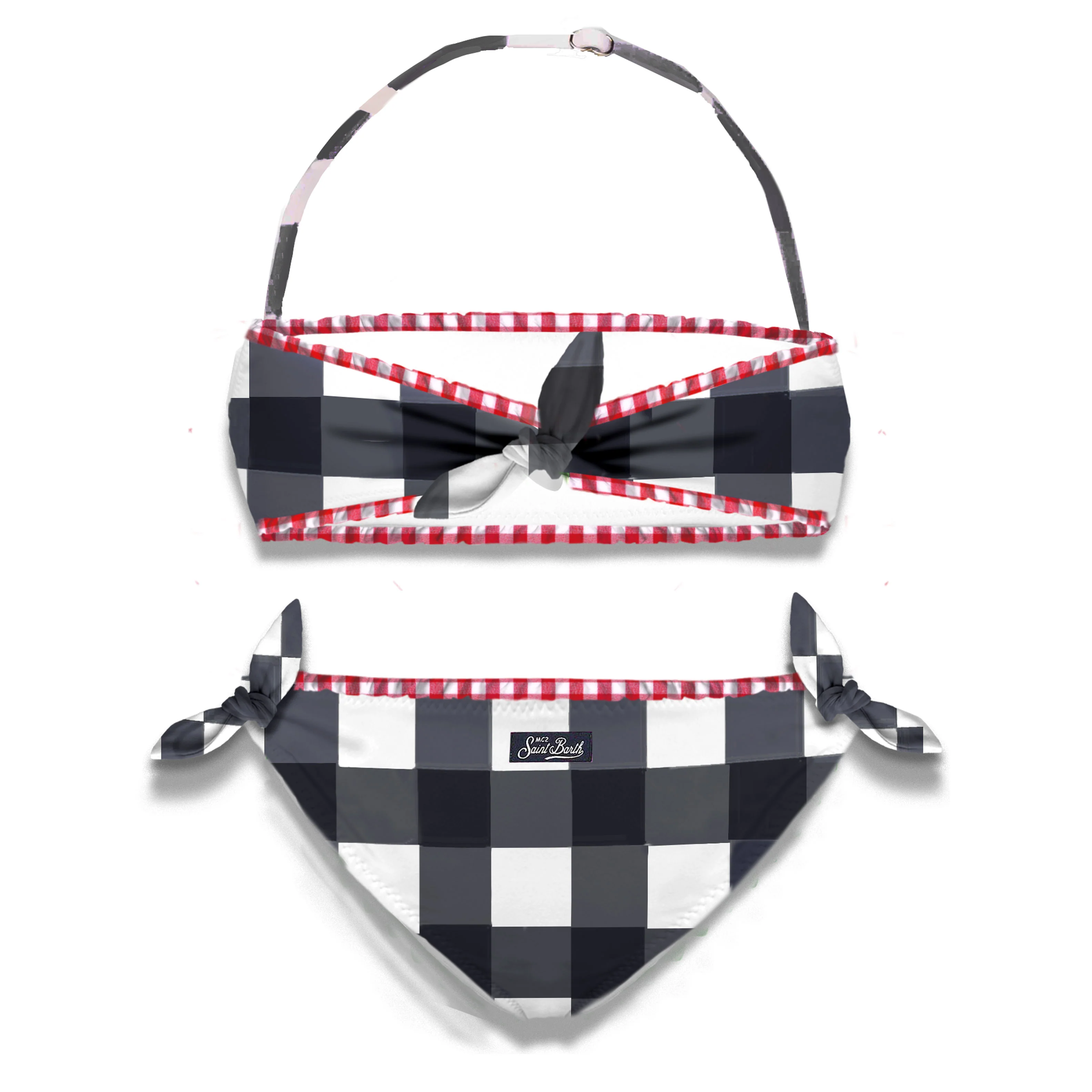 Bikini da bambina a bralette print vichy