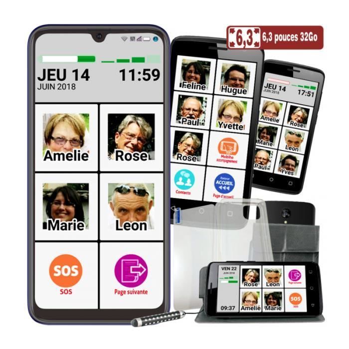 Le SMART PHOTO CONTACT 6,3 pouces : Smartphone senior grande taille dédié uniquement au minimum : appel sos, whatsApp