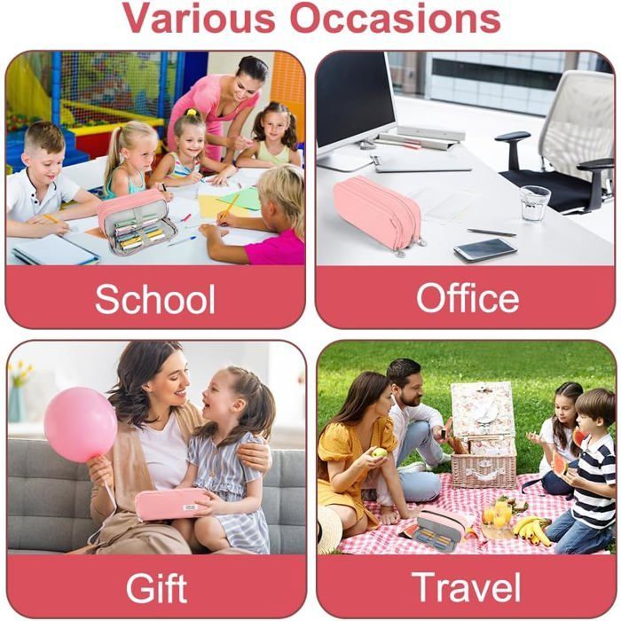 Trousse - Trousse garçon - Trousse fille - Trousses pour l'école - Grande trousse - Trousse à 3 compartiments - Organiseur pour