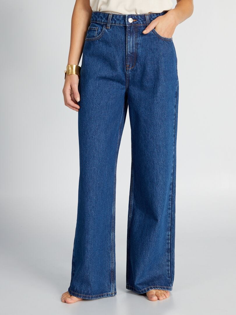 Calça jeans de perna larga - tamanho 34L - azul