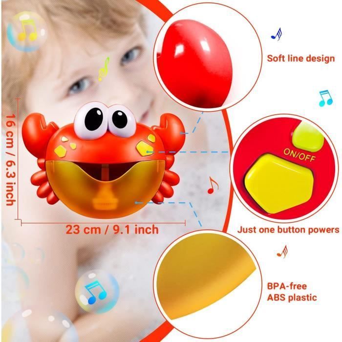Juguetes de baño para bebés, máquina de burbujas con forma de cangrejo y música, juguetes de baño para niños pequeños, niños y niñas, soplador de burbujas.