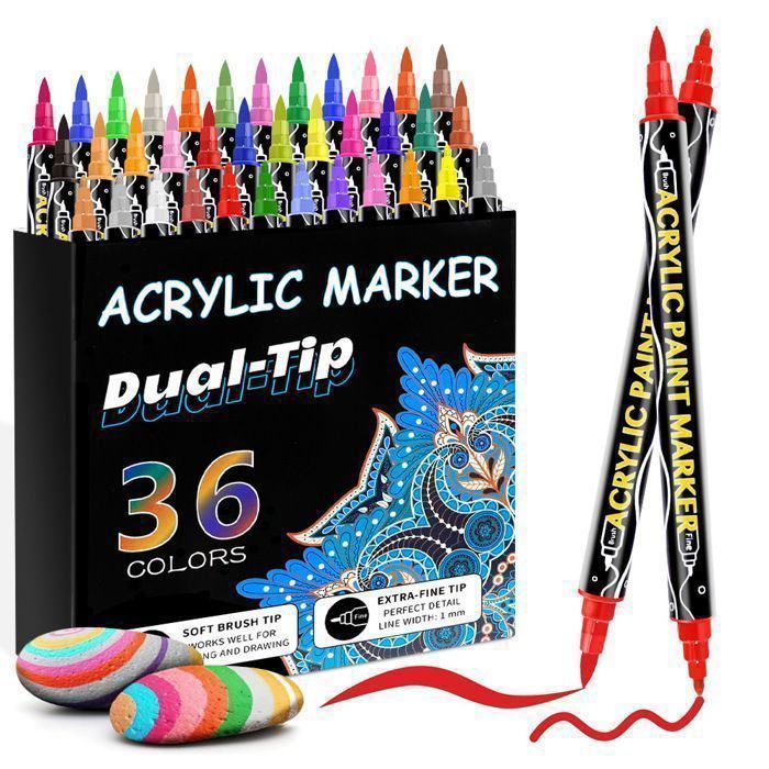 36 stuks acrylverfmarkers - Acrylverfmarkers voor hout, canvas, glas en keramiek - Acrylverfmarkers