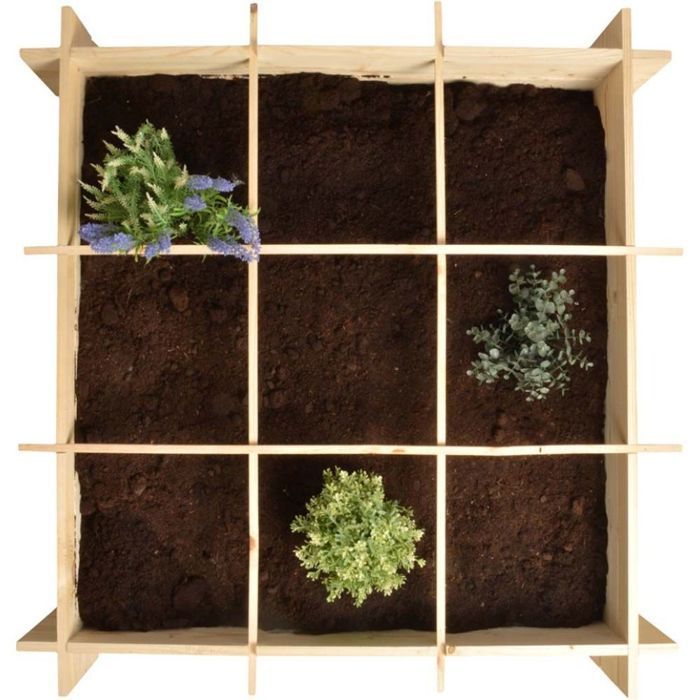 Potager carré en bois - ESSCHERT DESIGN - 1m² - Facile à installer - Pour légumes et fleurs - Pin FSC