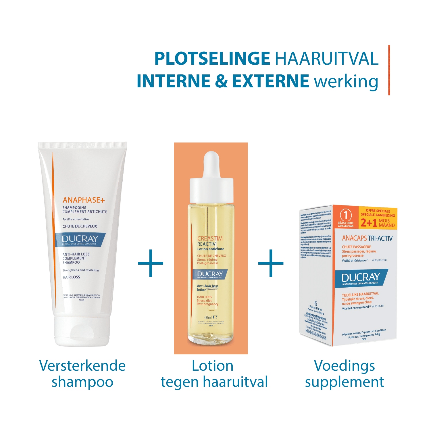 Ducray Anacaps Tri-Activ kosttilskudd for midlertidig hårtap – 44 g