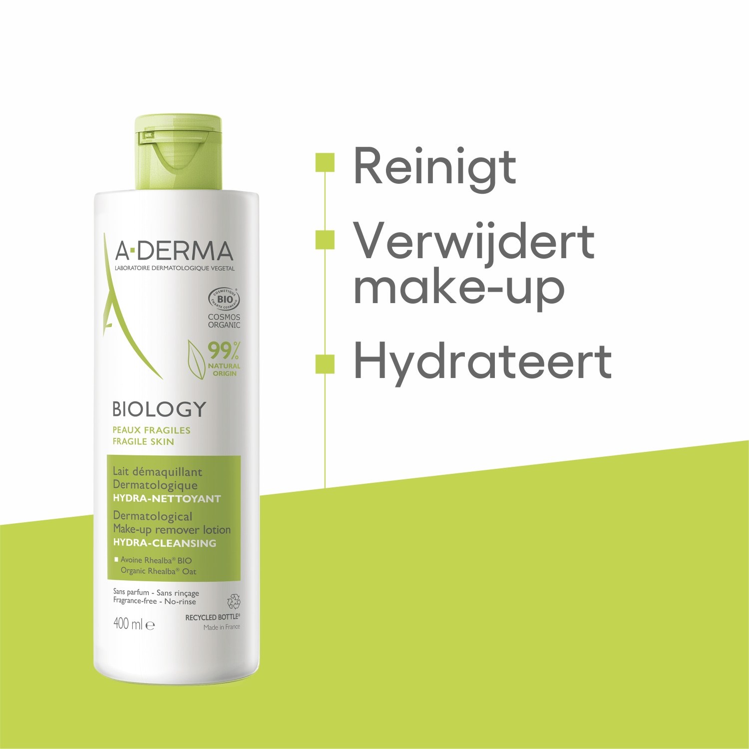 A-DERMA losion za skidanje šminke, biološki dermatološki losion za skidanje šminke – 400 ml