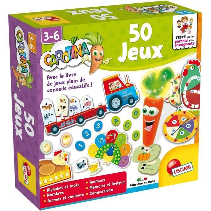 Carotina 50 Games, Educational Game Set, LISCIANI GIOCHI, Red, Parental supervision required, Ages 3 and up