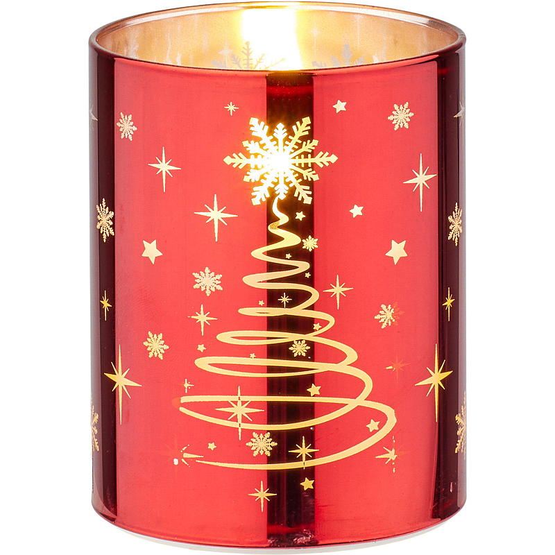 Lámpara LED Vie Selected de cristal de 7,6 x 10 cm, color rojo, diseño navideño.