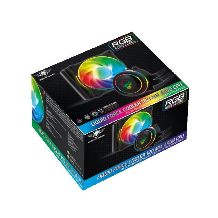 Waterkoelingsset - Spirit Of Gamer - LIQUID FORCE 120 ARGB - Stil - Compatibel met AMD/Intel - 120 mm