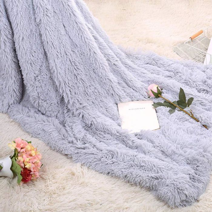 Couverture Polaire - KEEJAA - Plaid Canapé - 160x200 cm - Douceur Fausse Fourrure - Lavable en Machine