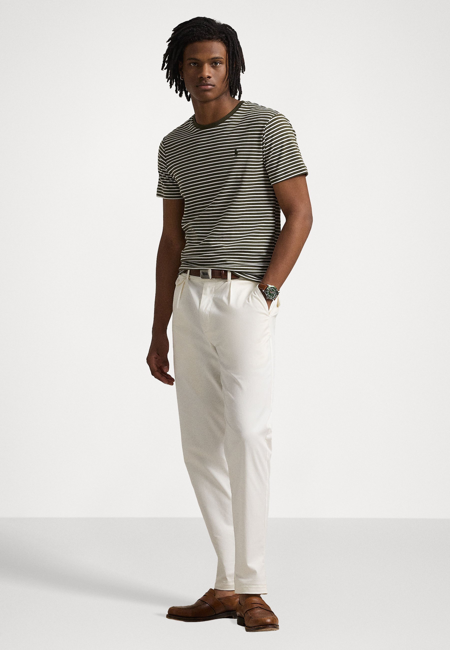 CUSTOM SLIM STRIPED SOFT COTTON T-SHIRT - Triko s potiskem - black/white