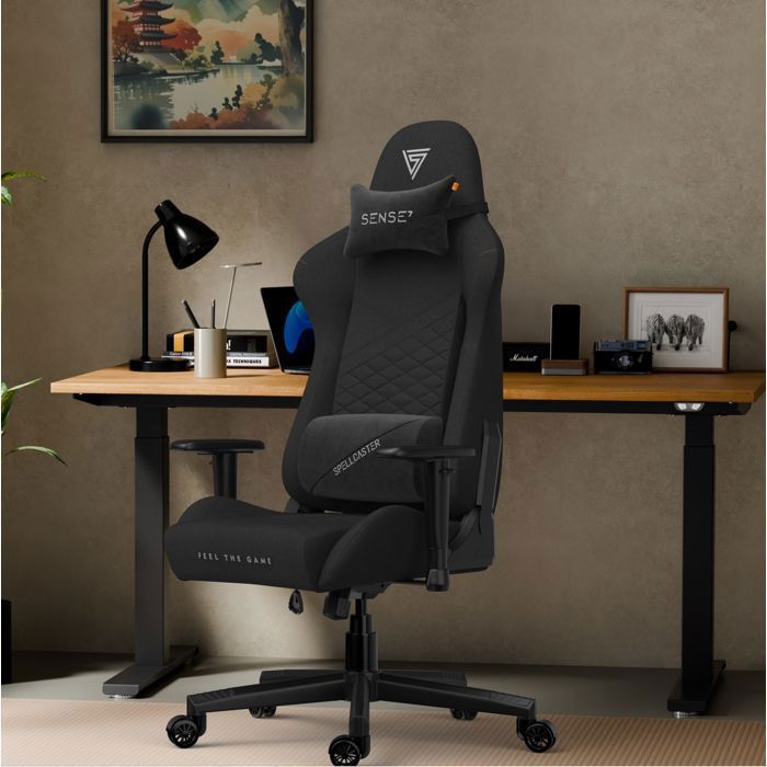 SENSE7 Spellcaster Senshi – Chaise Gaming – Ergonomique – Réglable En Hauteur – Max 150kg/185cm – Noir Et Orange