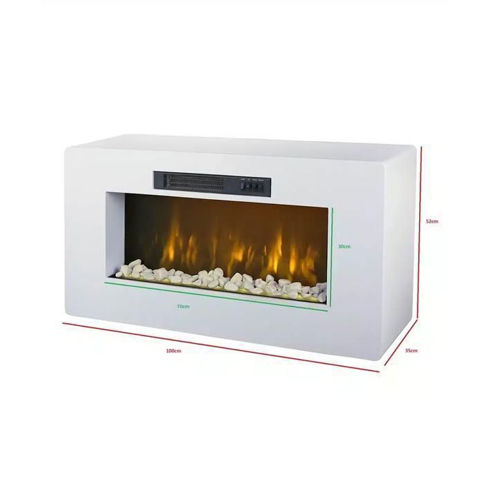 CHEMIN'ARTE - Chimenea eléctrica independiente Méribel de 100 cm con efecto de llama LED y calefacción regulable.