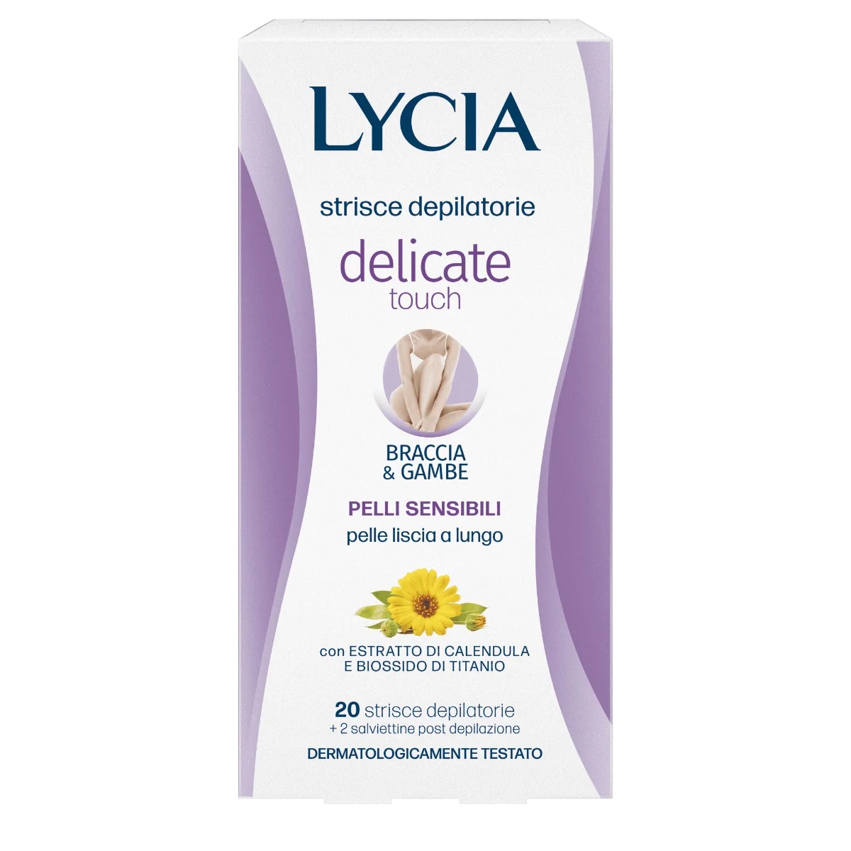 LYCIA Lycia Toucher Délicat 20 bandes dépilatoires pour les bras et les jambes, peau sensible