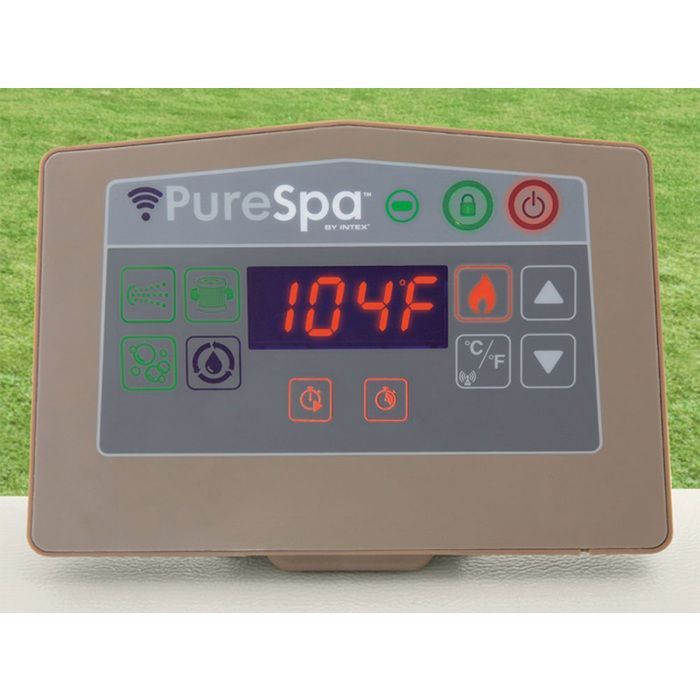 Jacuzzi inflable cuadrado Intex PureSpa Calacatta con burbujas, capacidad para 4 personas + 6 filtros + kit de mantenimiento