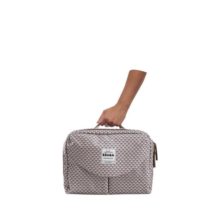 BEABA, Bolso cambiador Geneva II, modular, gran capacidad, múltiples compartimentos, bolsillo frontal extraíble, gris