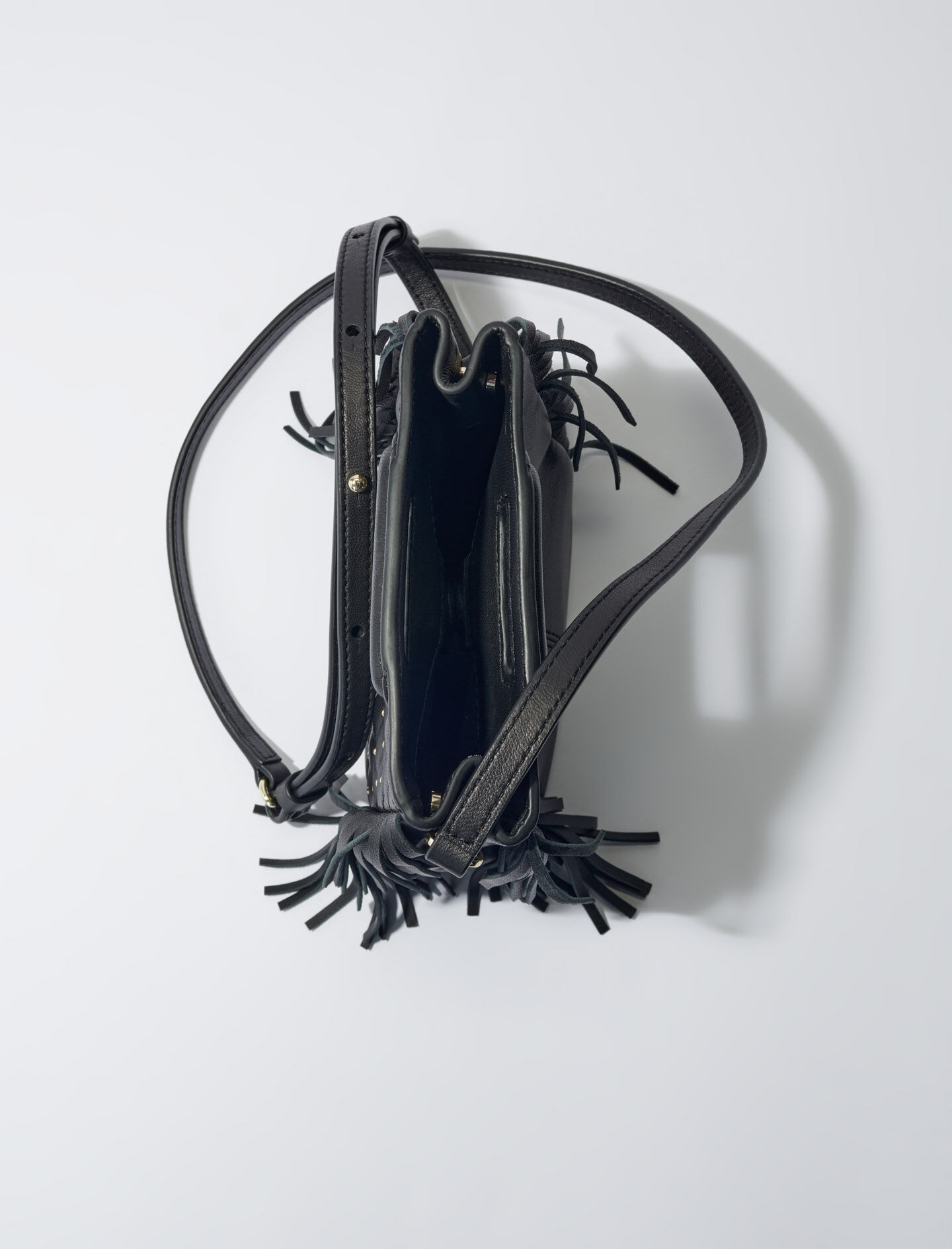 Mini gewatteerde tas M met studs - Zwart