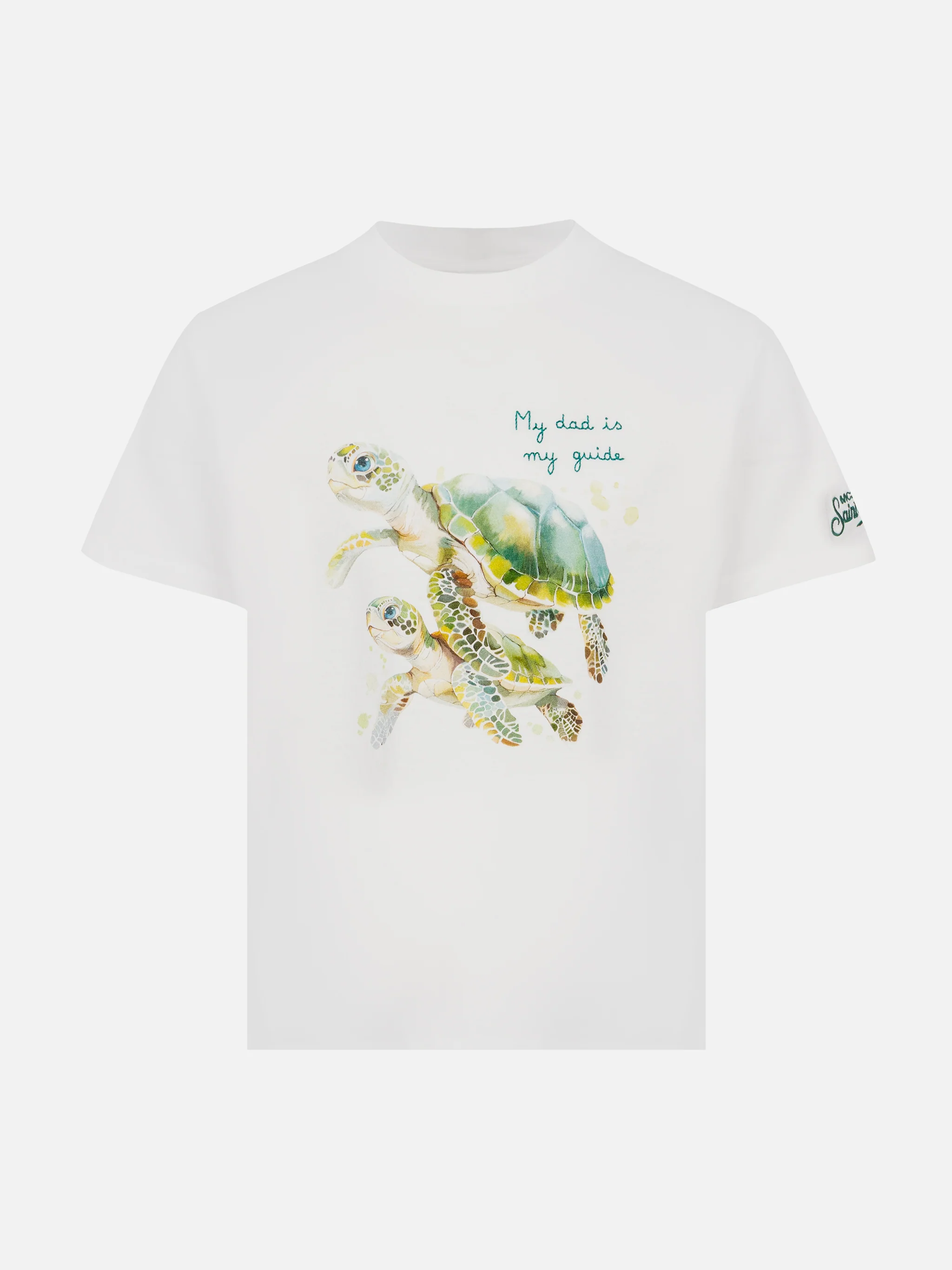 T-shirt van katoen met ribbels. Mijn vader is mijn gids.