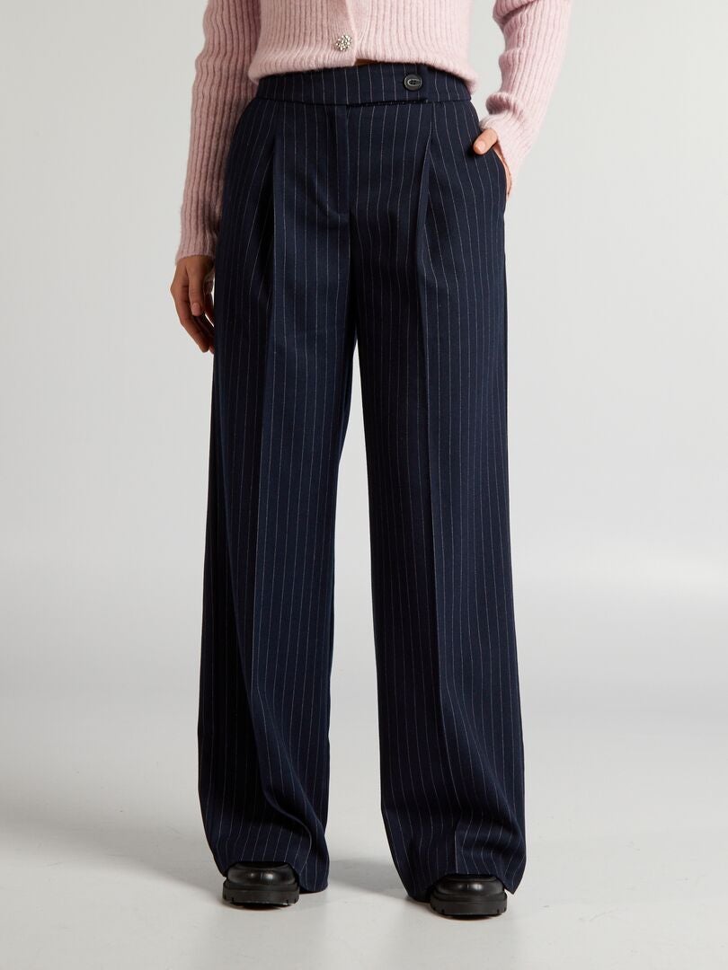 Flanellen flared/bootcut broek - BLAUW