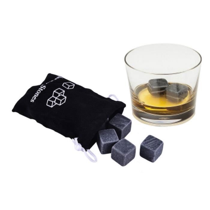 Refrigeratore per vino - Pietre - Set da 9 pezzi - 100% naturale - Acciaio inossidabile - Nero - Secchiello per il ghiaccio