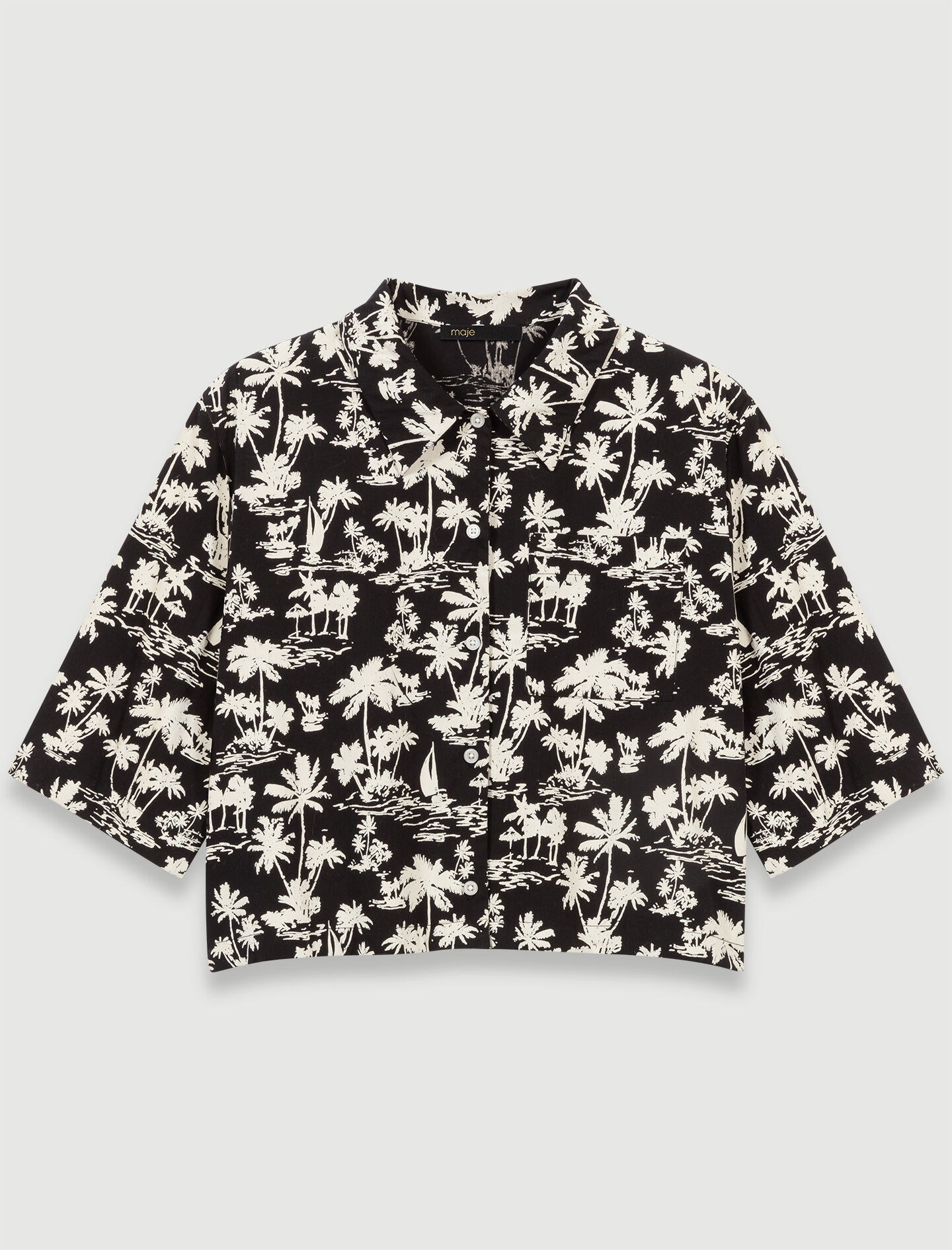 Kort shirt met palmprint - Palmier noir