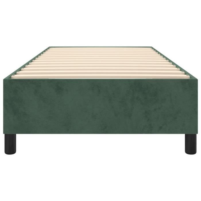 Base de cama con muelles MOTHINESSTO - Verde oscuro 90x200 cm - Terciopelo - Patas de cama incluidas