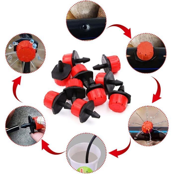 Kit arrosage goutte à goutte automatique - ZVVN - 100 pièces - Goutteurs réglables - Valve et filtre intégrés