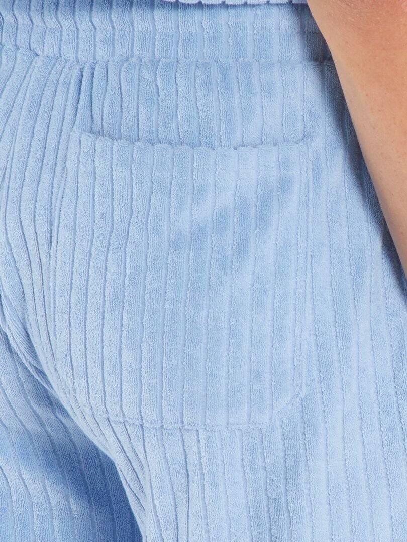 Bermudas de felpa con bolsillos grandes - AZUL