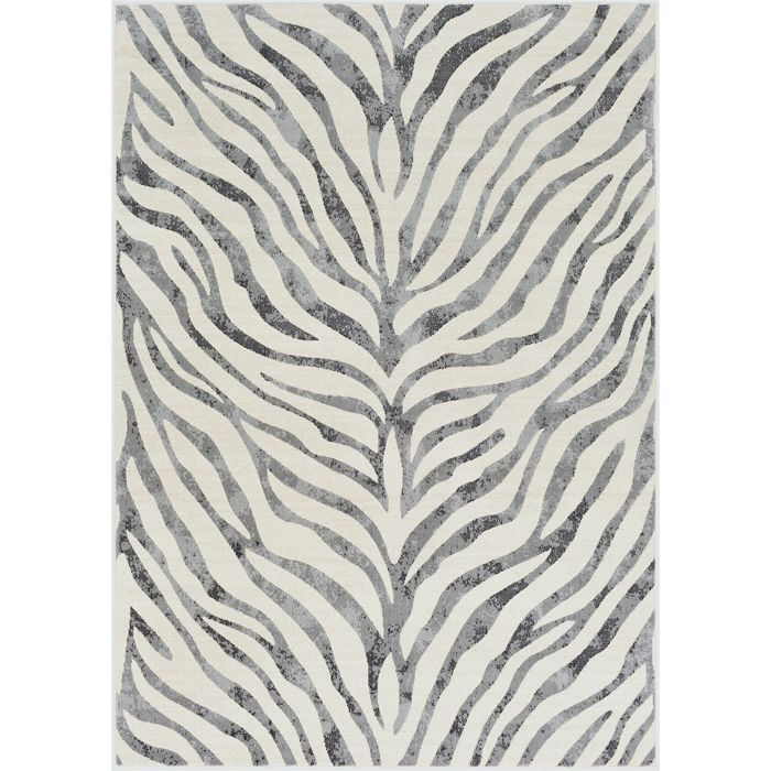 LIVABLISS Bohemian Zebra Laagpolig Woonkamerkleed CYBELE 120x170cm Donkergrijs/Beige