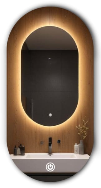 Lustro owalne led 40x80 wodoodporne ledy włącznik podświetlane owal ledowe