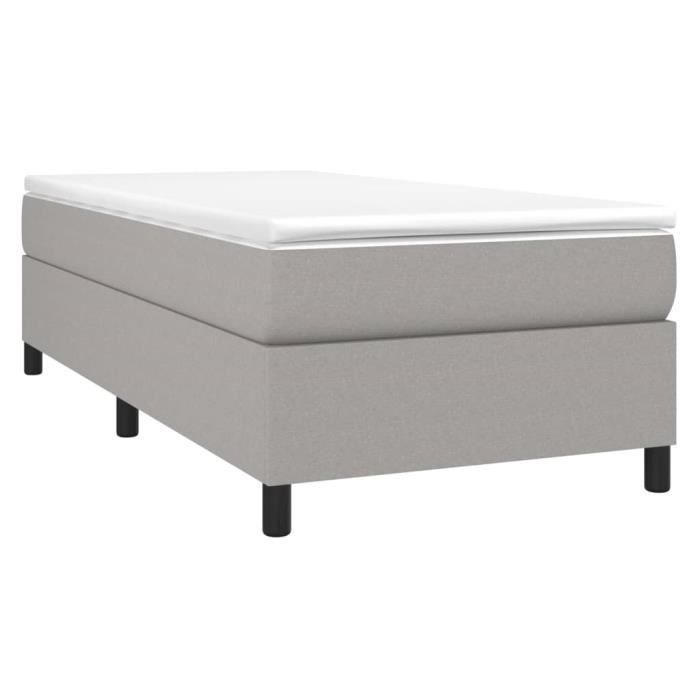 Base de cama - AKOZON - 100x200 cm - Tejido 100% poliéster - Gris claro - Soporte firme