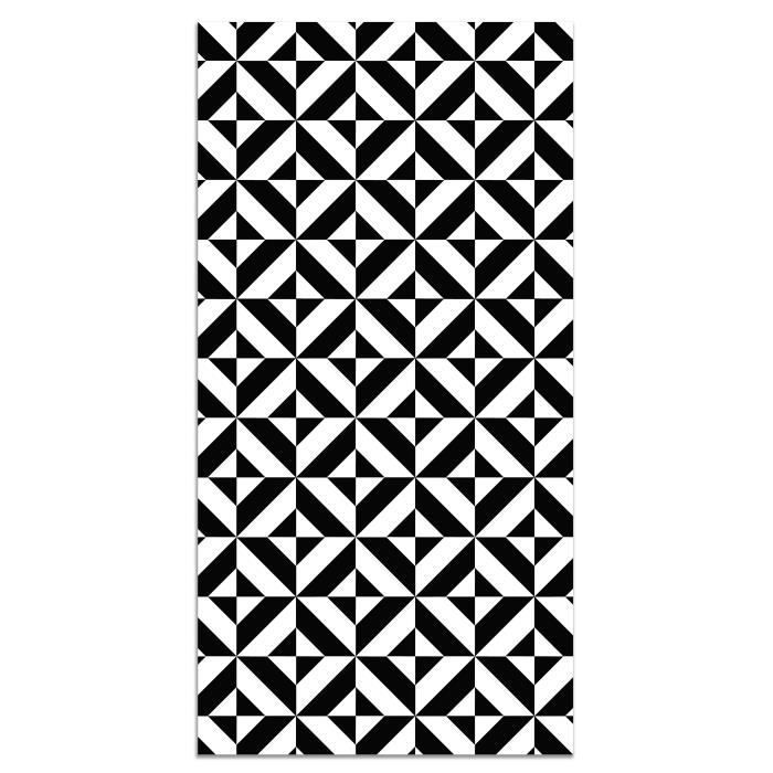 Tapis Vinyle Panorama Géométrie Noir 140x200 cm - Tapis pour Cuisine, Bureau et Salon en PVC