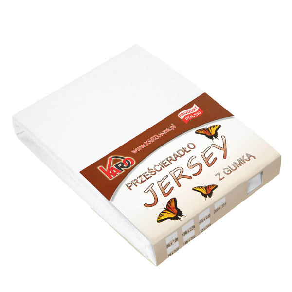 Prześcieradło jersey z gumką 160x220 białe 001 KARO