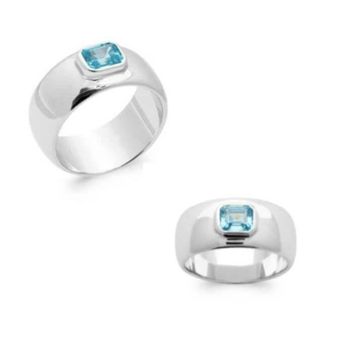 Ring - BIJOUXIA - Aquamarine Blue Crystal - Rhodium-Plated Silver - Women's