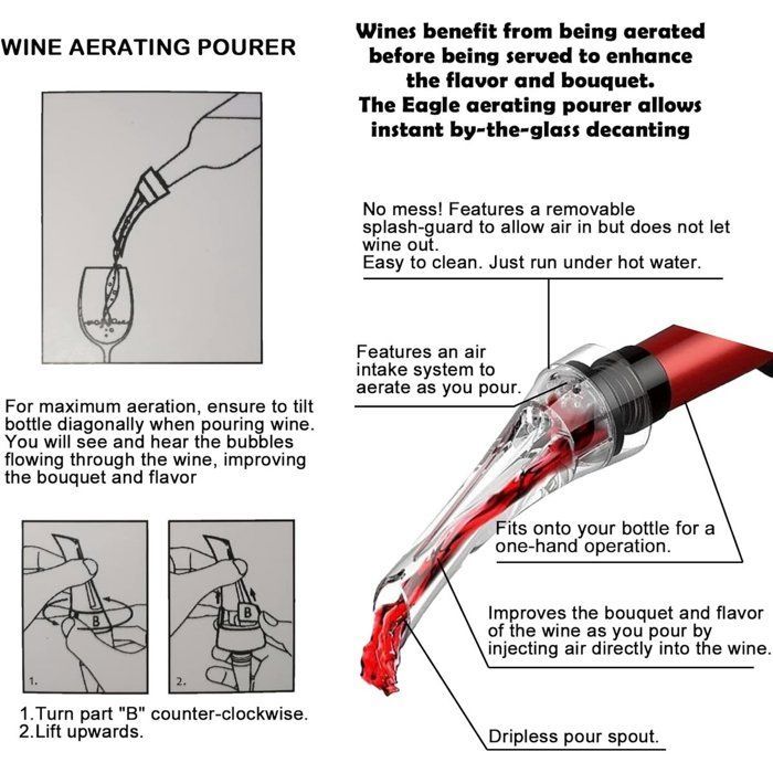 Carafe à vin - Carafe à bec verseur rapide Eagle Spout - Carafe à vin anti-goutte - Carafe à vin rouge et blanc - Décantation