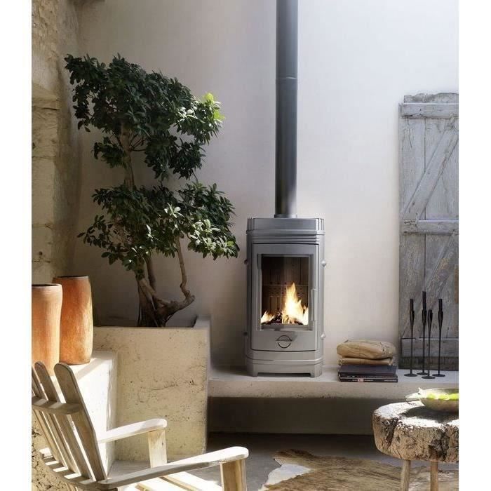 Poêle à bois INVICTA Chatel - Puissance optimale: 8 kW  - Max: 12 kW- Bûches 34 cm max - Fonte - Fabriqué en France - Ecodesign