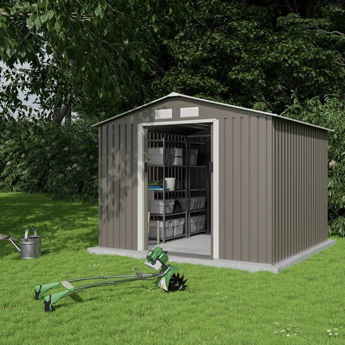 Casinha de jardim metálica de 5,8 m² + kit de ancoragem
