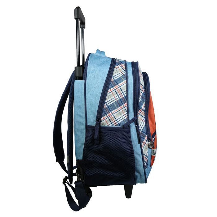 BAGTROTTER Wheeled Backpack White Pepper Robots Orange