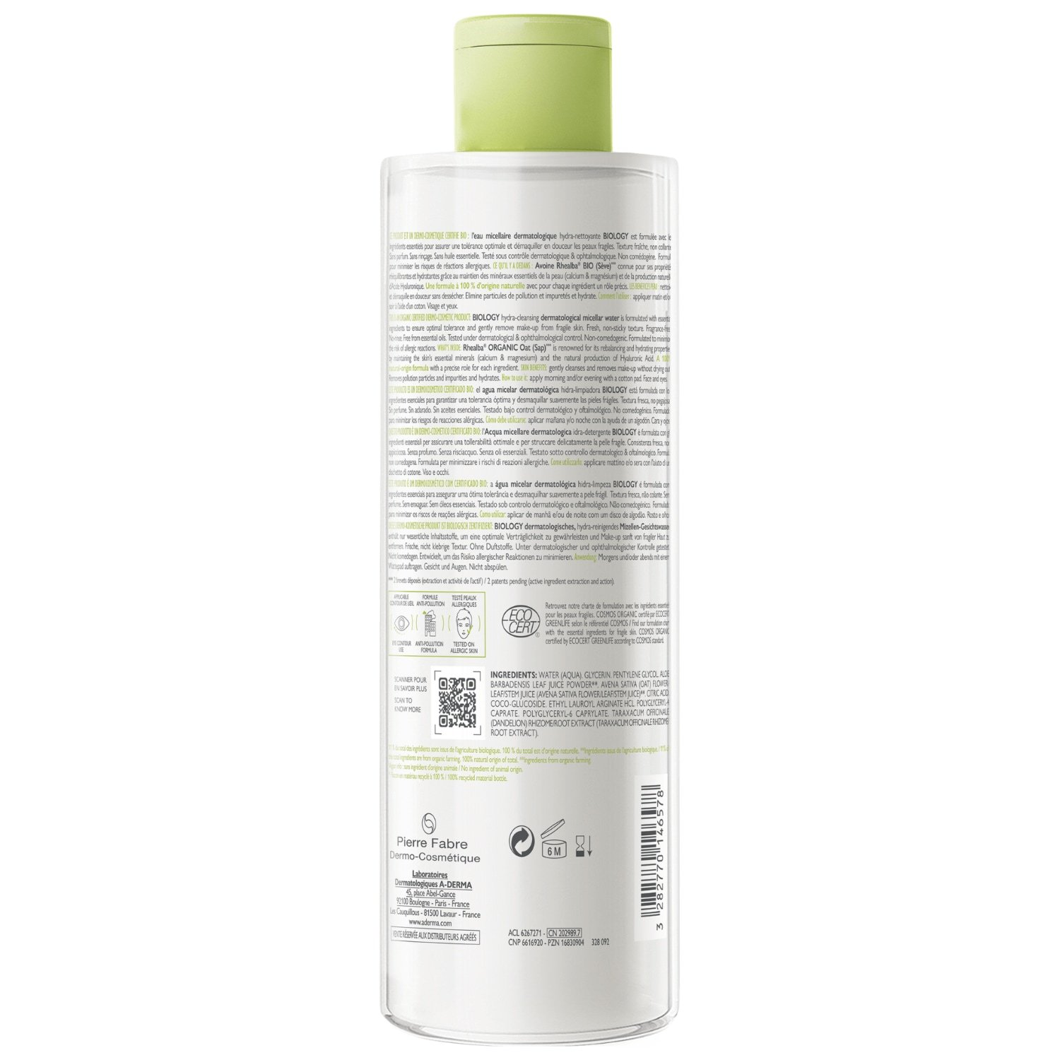 A-DERMA Micelárna voda – Dermatologická micelárna voda – 400 ml