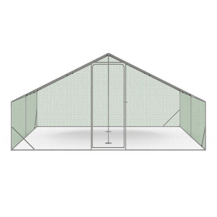 IDMARKET Enclos poulailler 16 m² parc grillagé 4x4 M acier galvanisé