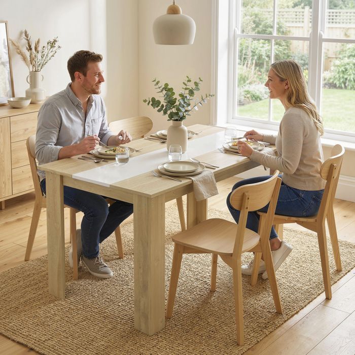 HOMCOM - Mesa de comedor - Tablero de partículas - 120x69x75cm - Madera natural